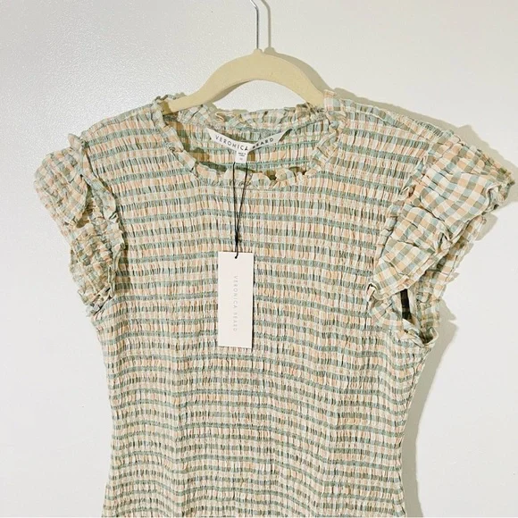 NWT Veronica Beard Cici Smocked Gingham Dress